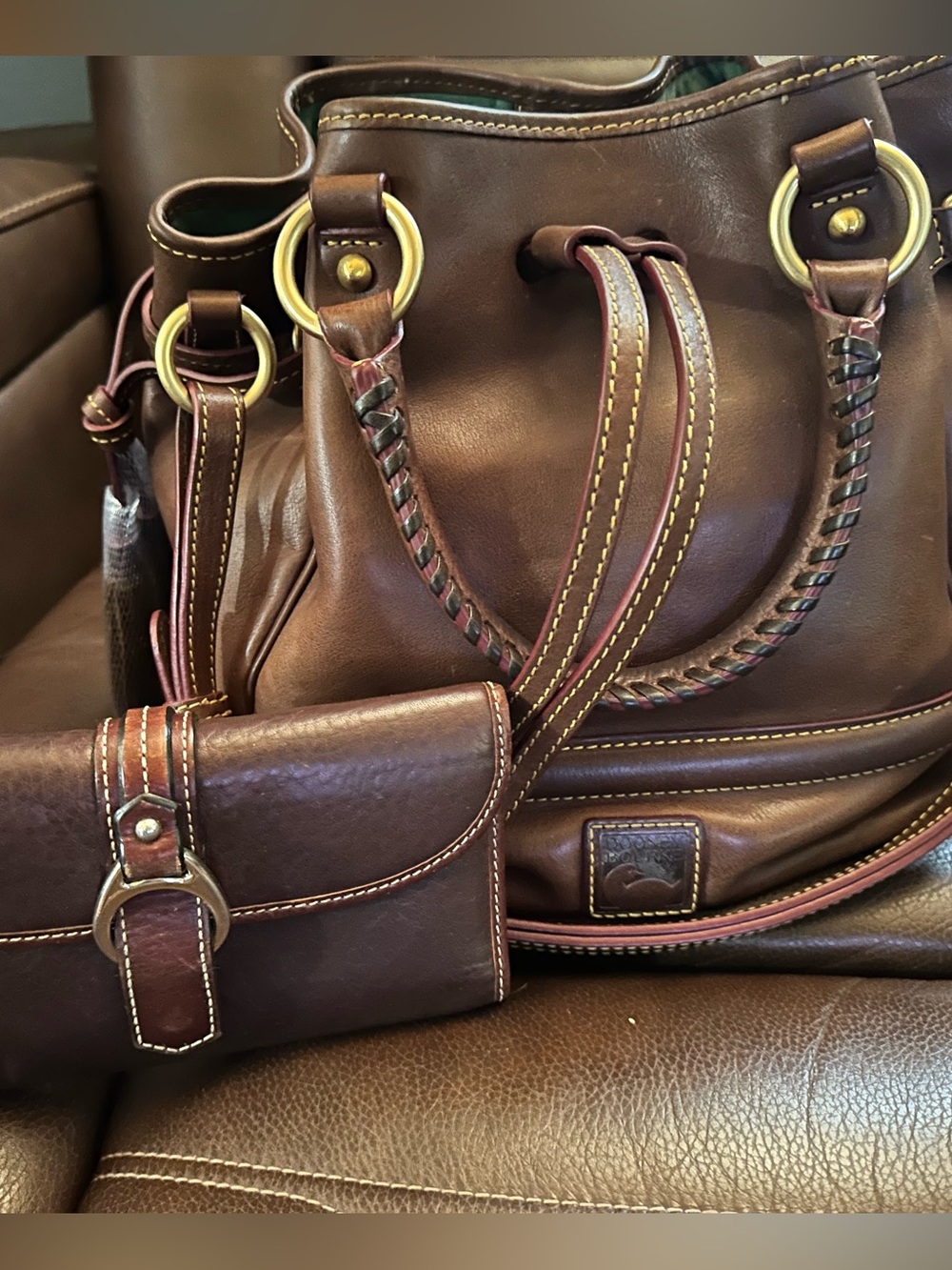 Dooney and Bourke Chestnut Florentine leather Buckley and wallet